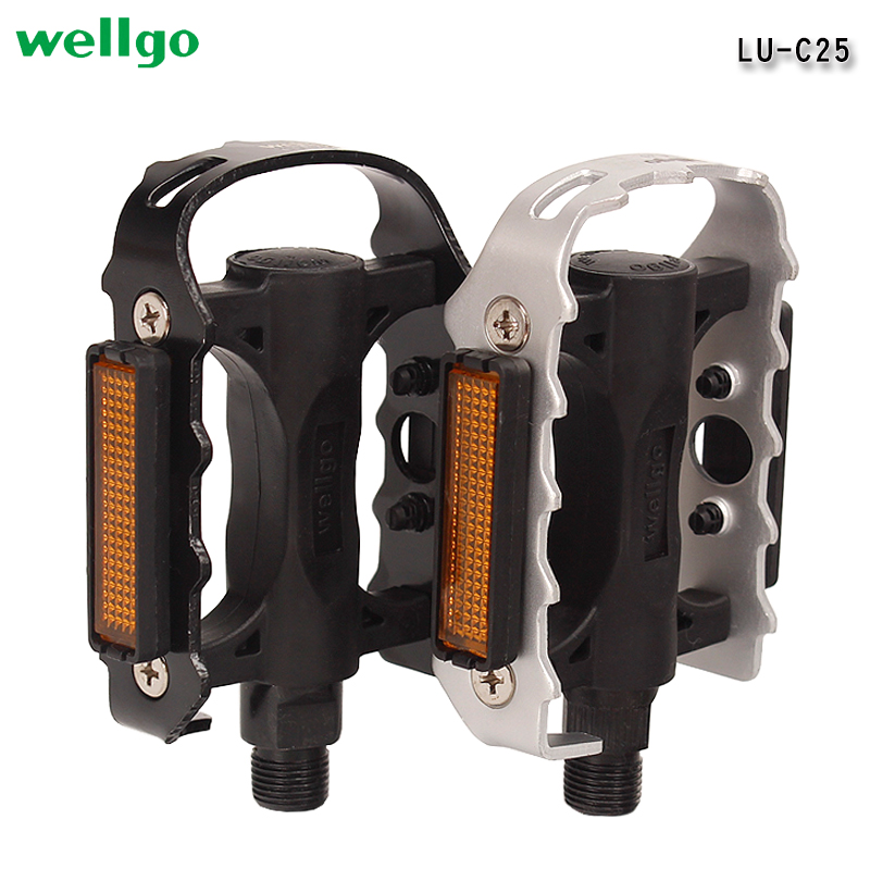 Wellgo-Pedal de bicicleta de LU-C25, Pedal de bola de engranaje fijo de 120x83x28mm, con rosca de tornillo antideslizante de doble cara, extraíble