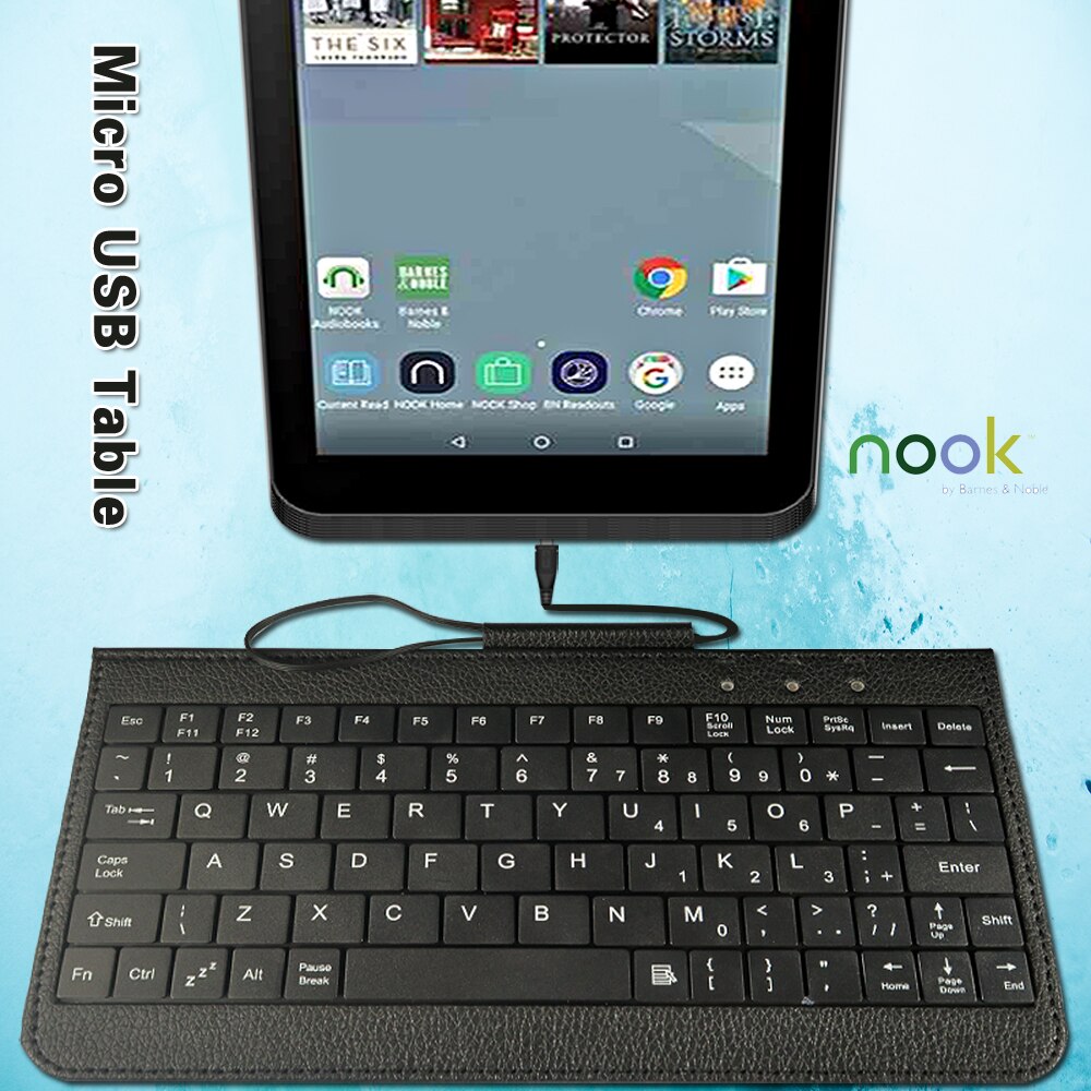 Ultra-Thin Wired Keyboard Black Suitable for Barnes Noble NOOK 7&quot;/Nook Glowlight 3/NOOK HD 7 Inch/NOOK Tablet Keyboard