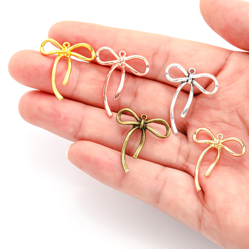 20 sztuk 5 kolorów mała kokardka węzeł Charms na bransoletkę naszyjnik wisiorek tworzenia biżuterii rękodzieło diy materiały 20*25mm N1177