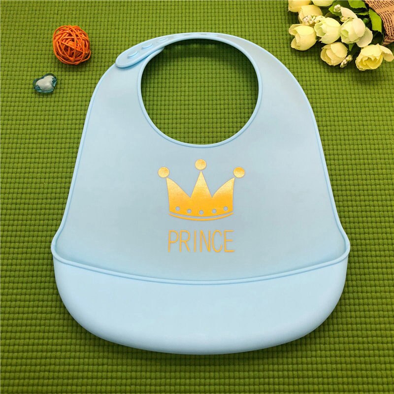 Waterdichte Siliconen Bib Doekjes Schone Comfortabele Zachte Baby Bod Met Pocket Voor Baby 'S en Peuters: Blue Crown