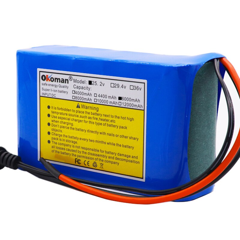 Original 24V 6Ah 18650 Battery Lithium Battery 25.2v 6000mAh Electric Bicycle Moped /Electric/Li ion Battery Pack+Charger