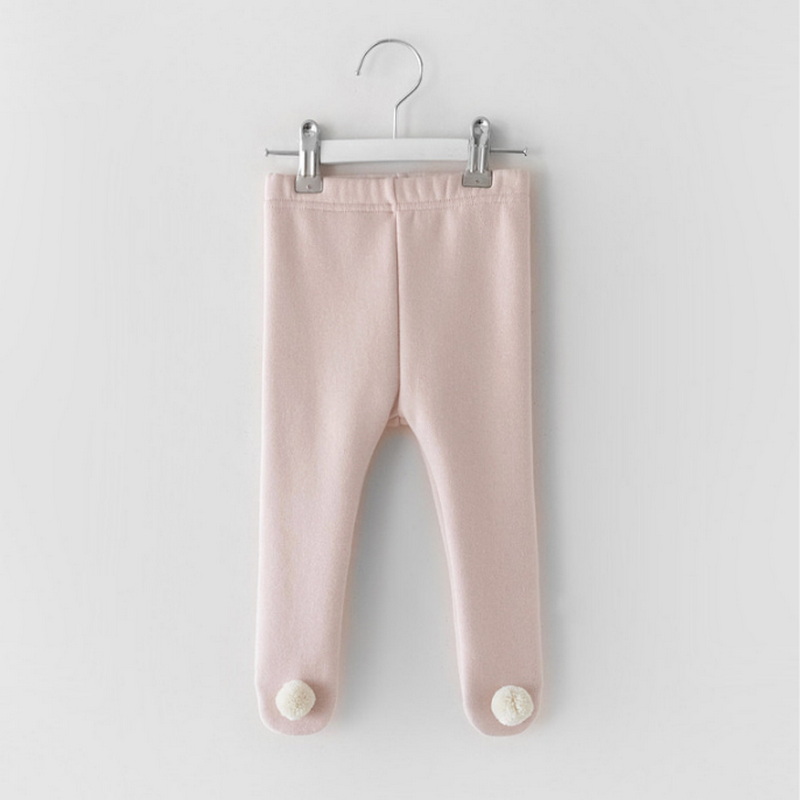 2022 Lente Kids Meisjes Jongens Leggins Effen Kleur Pompom Elastische Taille Grote Pp Panty Kousen Bebe Broek Casual Kleding e1106: pink / 100cm 24-36Months