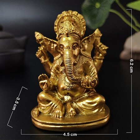 Guld ganesha buddha staty hus trädgård dekoration harts indisk elefant gud skulptur figurer heminredning buddha statyer hantverk: Default Title