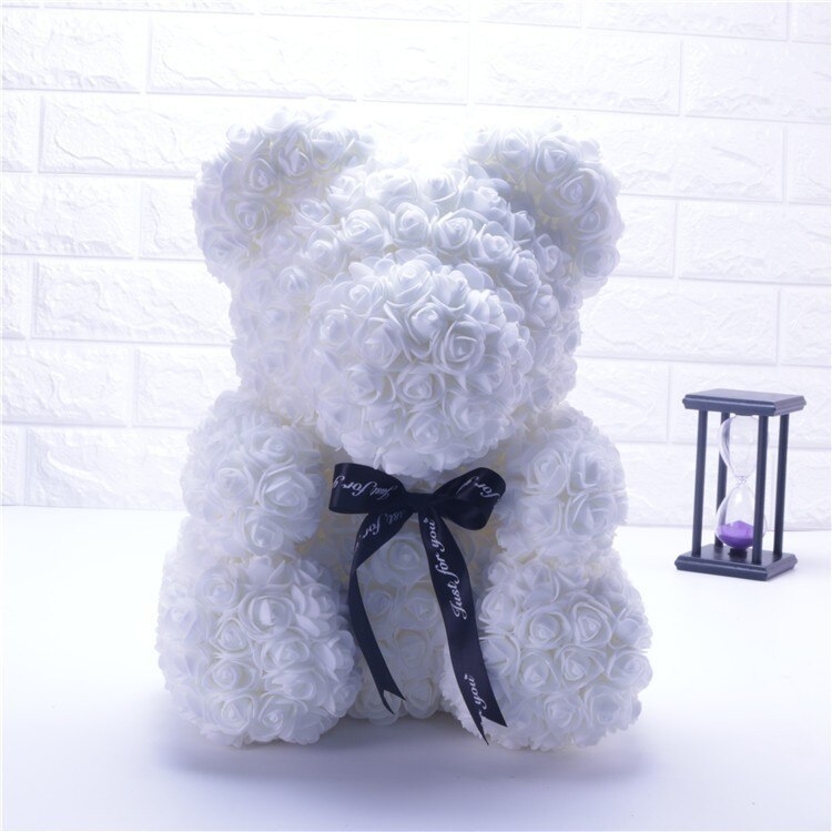 Christmas gift25cm Teddy Rose Flower niedźwiedź pudełko ślubne dekoracje świąteczne walentynki dając dziewczynie truciznę: 25cm white