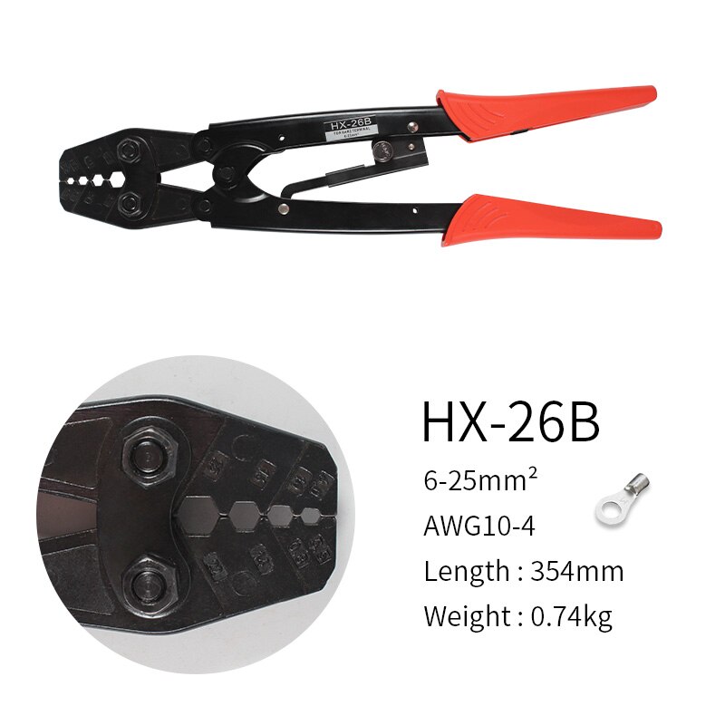 Hs-16 Crimping Pliers Cable Lug Crimper Tool Bare Terminal Wire Plier Cutter 1.25-16 Square Millimeter Cutters Cutting Hand Tool: HX-26B