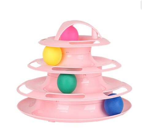 Three Levels Pet Cat Toy Tower Tracks Disc Cat Intelligence Amusement Triple Pay Track Cat Toys Ball Training Amusement Plate: 9