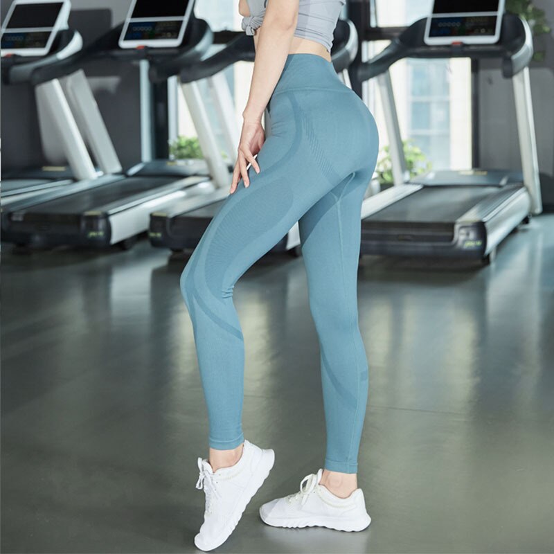 Energi sømløse leggings kvinder fitness sport bukser trainning gymwear træning løbende leggings høj talje mave kontrol buks solid: Matcha grøn / L / xl