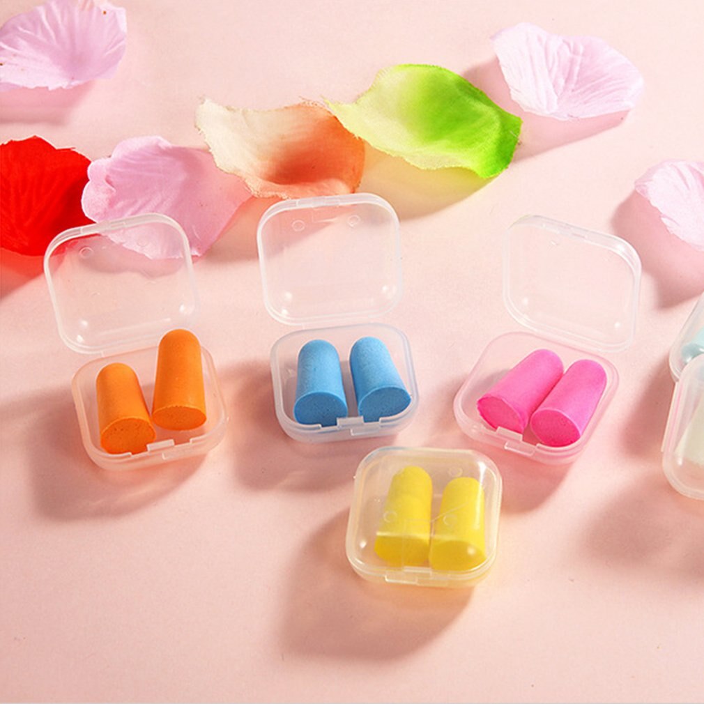 2pcs/box Soft Sleep Soundproof Sponge Sleeping Memory Foam Ear Caps Cups Travel Noise Prevention Earbuds Noise Reduction