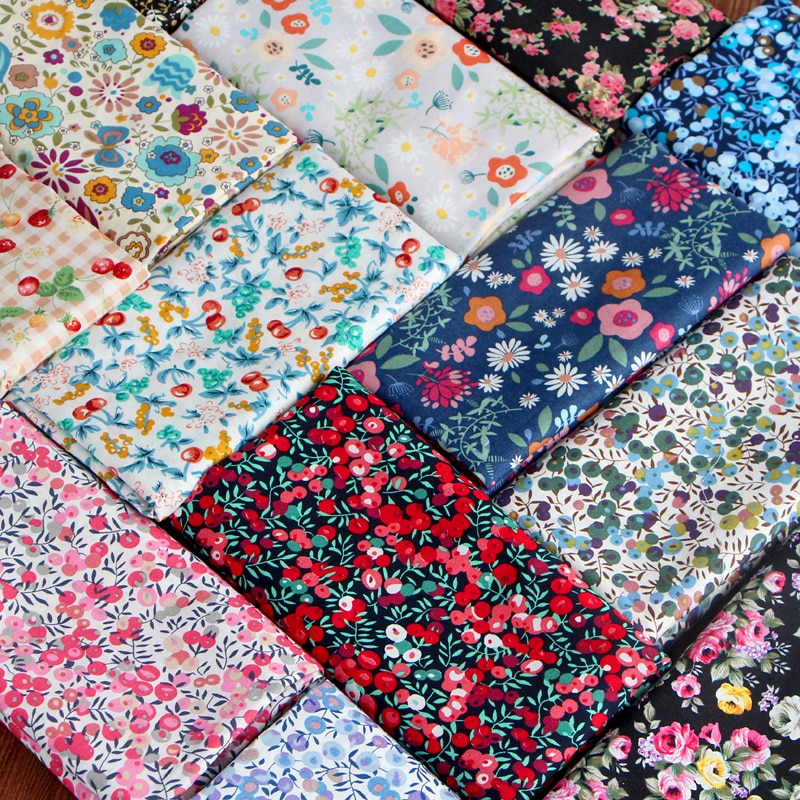 Groene Bladeren Pastorale Stof Gedrukt Bloemen Rok Katoenen Stof Voor Handgemaakte Diy Katoenen Baby Jurk Materiaal