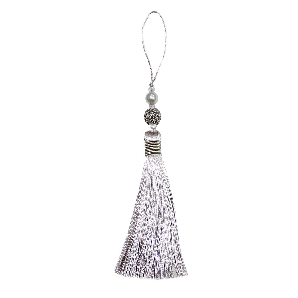 Borlas con flecos para coser cortinas, accesorios, borlas para llaves, decoración del hogar, cinta de borlas, 1 ud.: Silver