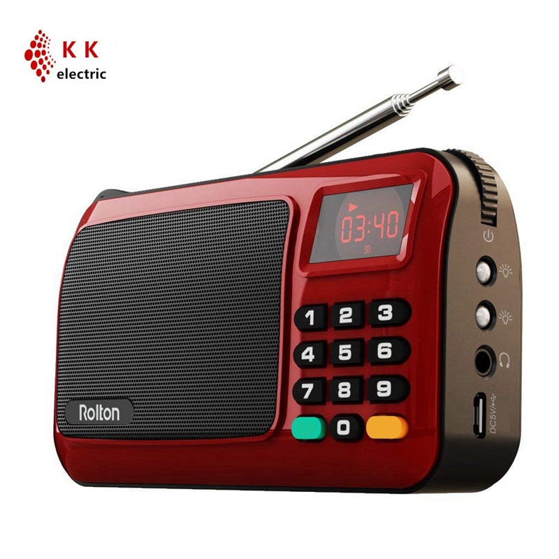 Rolton W405 Portable Mini FM Radio Speaker Music Player TF Card USB for PC IPod Phone with LED Display(Red)