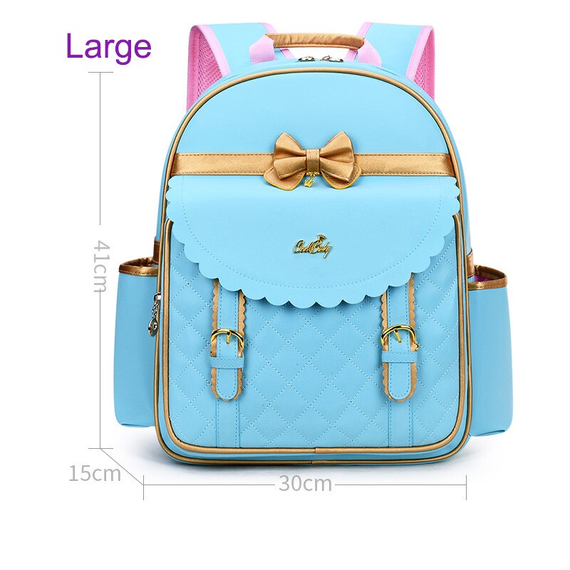 Ortopédico de la escuela primaria de los niños mochilas cartera para chicas encantadoras Grado 1-3-6-Mochila Infantil princesa Mochila: Blue Large