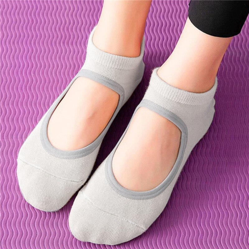 Damen-bandagen-yogasocken, rutschfest, schnelltrocknend, dämpfend, pilates-ballettsocken, guter halt, baumwollsocken