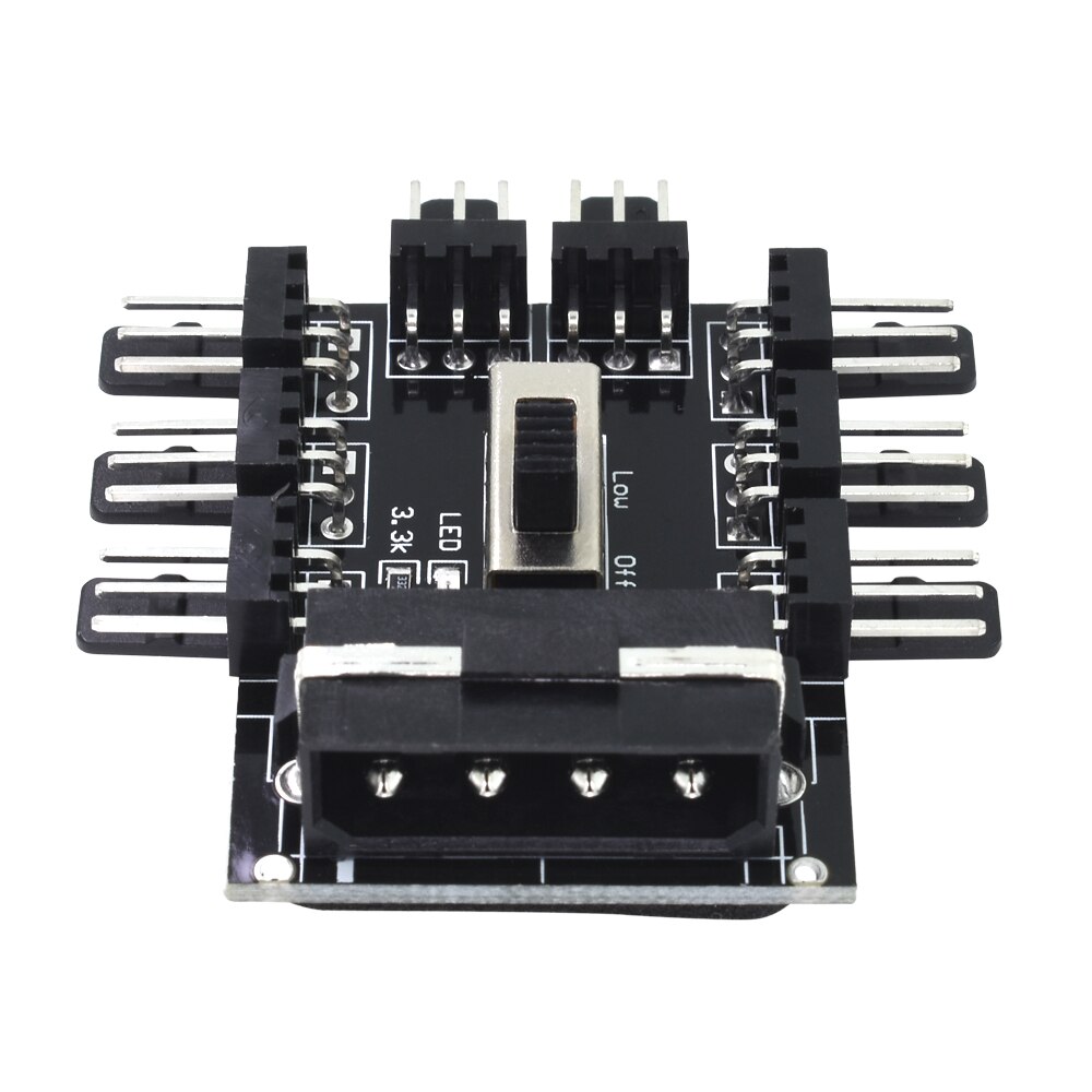 TISHRIC Upgrade Fan Hub 4Pin/SATA Chassis Fan Hub Molex Adapter Cooler Fan HUB Splitter Channel Hub of 4PIN/Sata Chassis Fan: 4Pin 8 ports