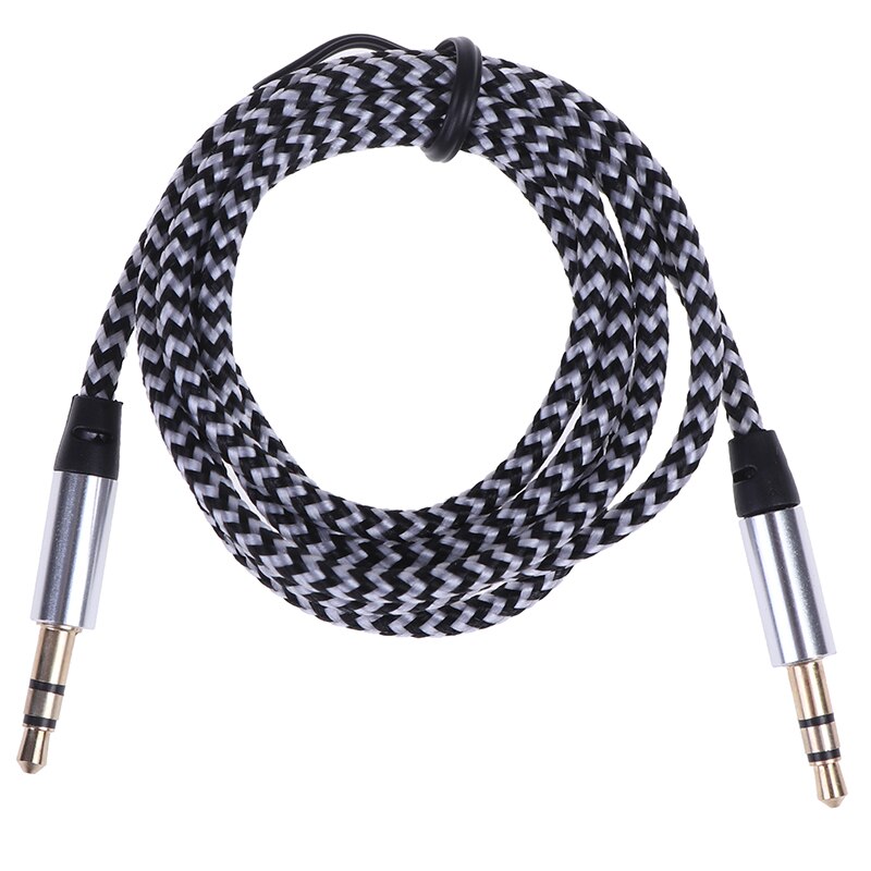 1M Aux Kabel Man Op Man Doek Audio Aux Kabel Gold Plug Auto Aux Koord Nylon Jack Audio Kabel 3.5 Mm Tot 3.5 Mm: Zilver