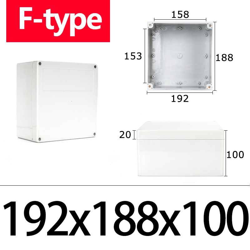 Boîte de jonction étanche ABS de type F, matériau, boîtier en plastique Ip67, coffre-fort électronique pour l'extérieur, boîte de bouton d'alimentation pour moniteur: Argent