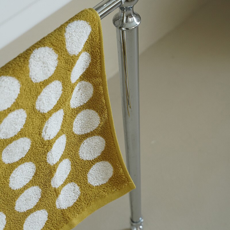 retro Solide Baumwolle Boden Handtücher Gekämmte Geometrische Komfort Stoff Gesicht Handtuch Geeignet für Erwachsene freundlicher Dekoration Schlecht: Kurkuma Kreis / umhauen Handtuch 45x65cm