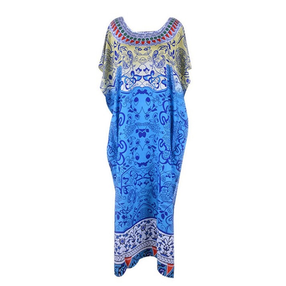 Bohemian Printed Maxi Beach Dress Plus Size Tunic Summer Beach Cover-Up Women Beach Wear Robe De Plage Sarong
