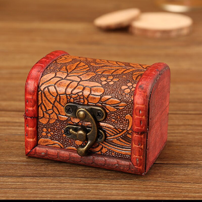 Retro Kleine Houten Opbergdoos Met Slot Bloem Patroon Sieraden Armband Make Holder Organizer Box Sieraden Schat Borst Case: H