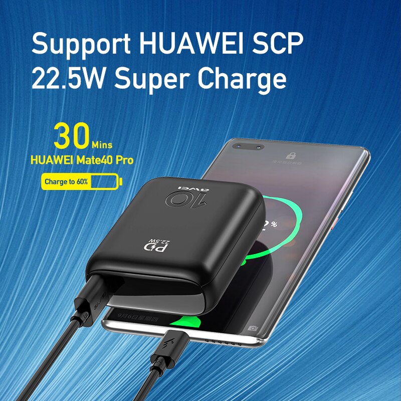 Awei P115K Mini Draagbare Power Bank 9000Mah Pd Snel Opladen 22.5W Max Type C Usb Lading Reizen Powerbank voor Alle Mobiele Telefoon