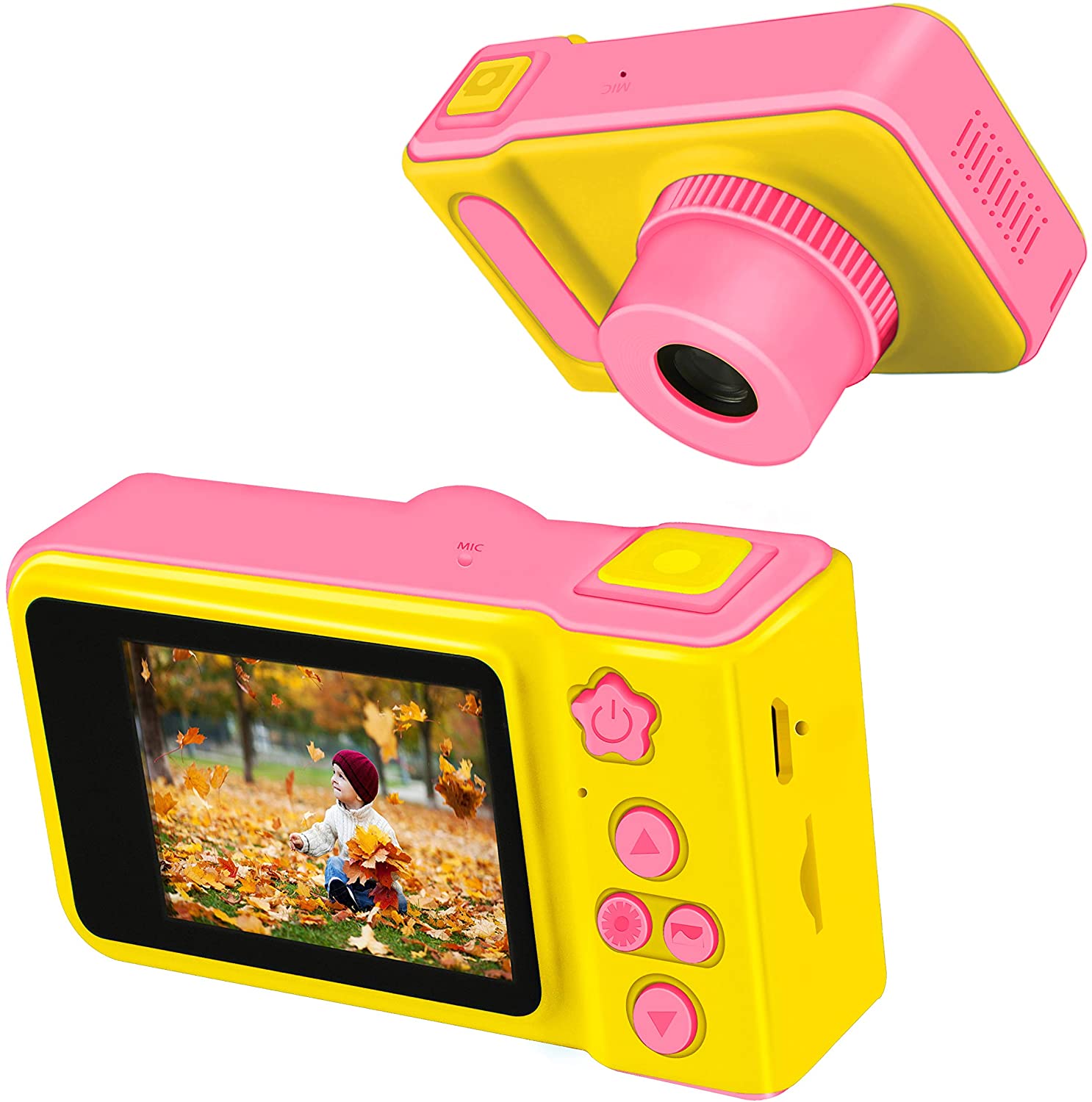 Enfants caméra enfants caméra vidéo numérique 1080P FHD enfants antichoc vidéo caméscope avec 2 pouces IPS écran enfants appareil photo numérique rose