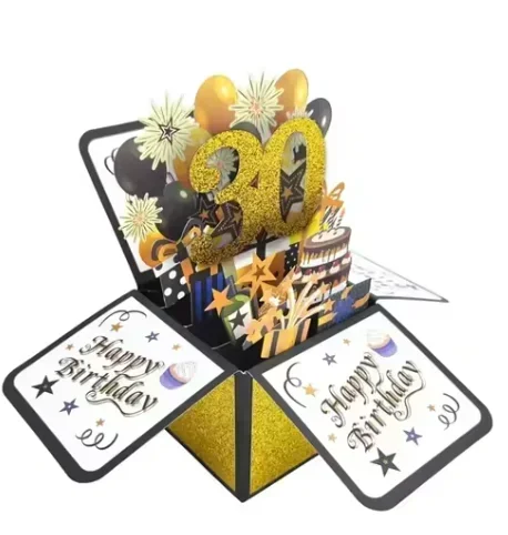 18/30/40/50/60th narodeninové priania, vtipná obálka, 3d vyskakovacie narodeninové priania, farebné kvetinové narodeninové priania: Námornícka modrá