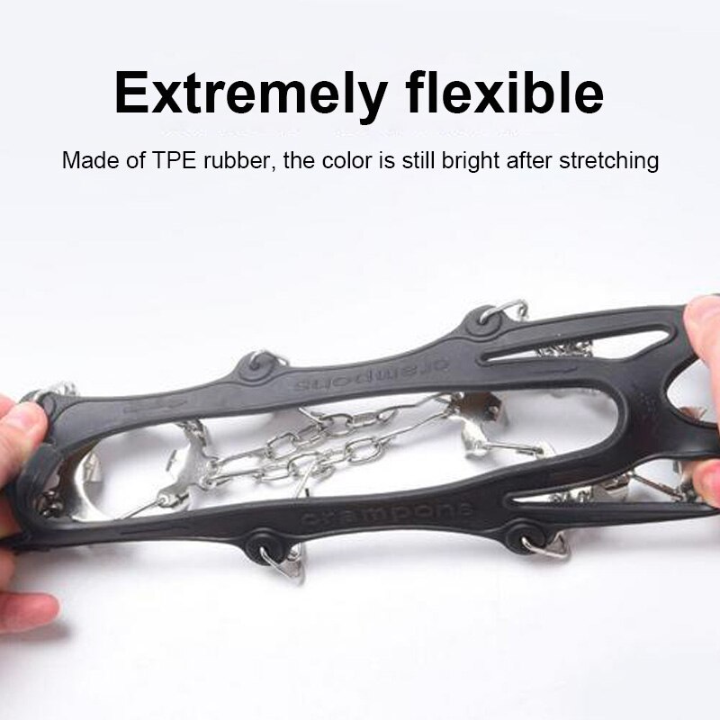 Micro calzado con pinchos para escalada, sistema de tracción de hielo, crampones antideslizantes de seguridad, 19 garras y dientes, accesorios de acampada: Black M