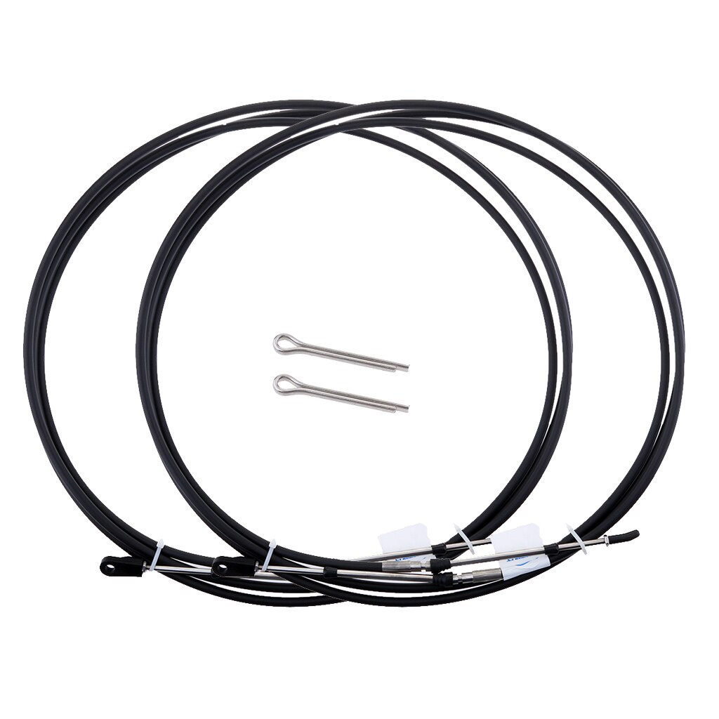 2pcs Universal Throttle Cable Black For Marine Boat Motor Control Lever 13FT