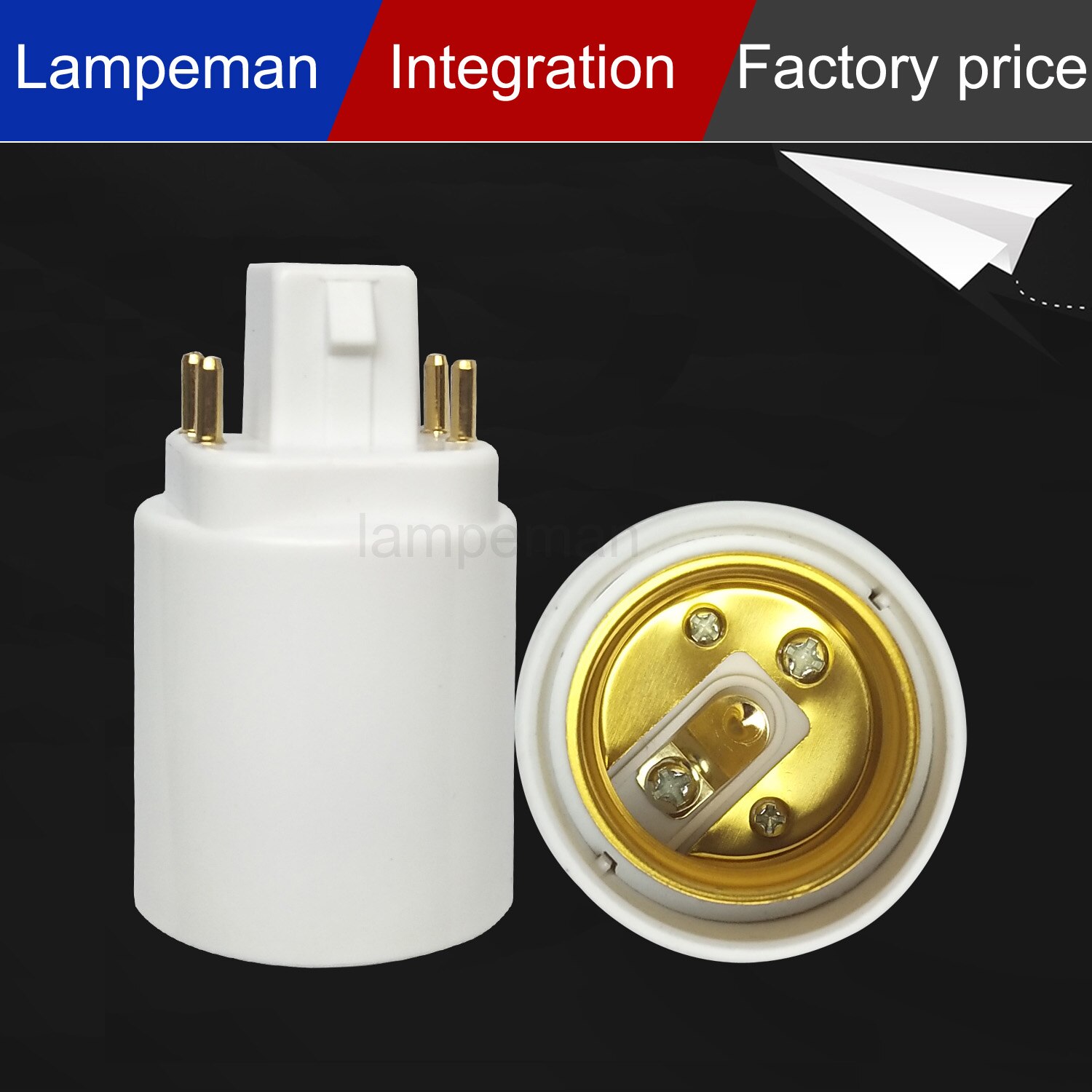 Adaptador de bombilla GX24 a E27, GX24Q a E27, E26, G24 a E27, convertidor de soporte de lámpara, 25 unids/lote