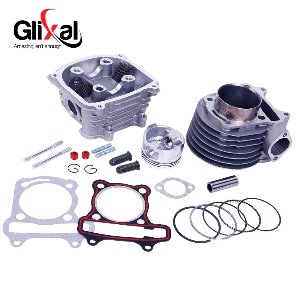 Glixal GY6 180cc 61Mm Scooter Motor Rebuild Kit Big Bore Cilinder Kit Cilinderkop Assy Voor 4-Takt 157QMJ Bromfiets Scooter Atv