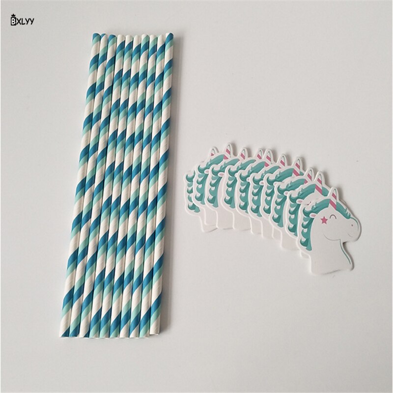 Bxlyy 10pc enhjørning halm papir halm fødselsdag bryllupsfest dekoration baby shower år dekoration jul  .7z