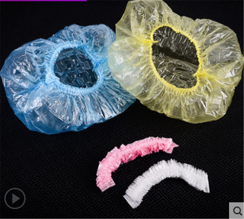 1pc engangs brusebadshuer, der behandler klare plasthætter til spa til hjemmebrug, hotel og frisørsalon