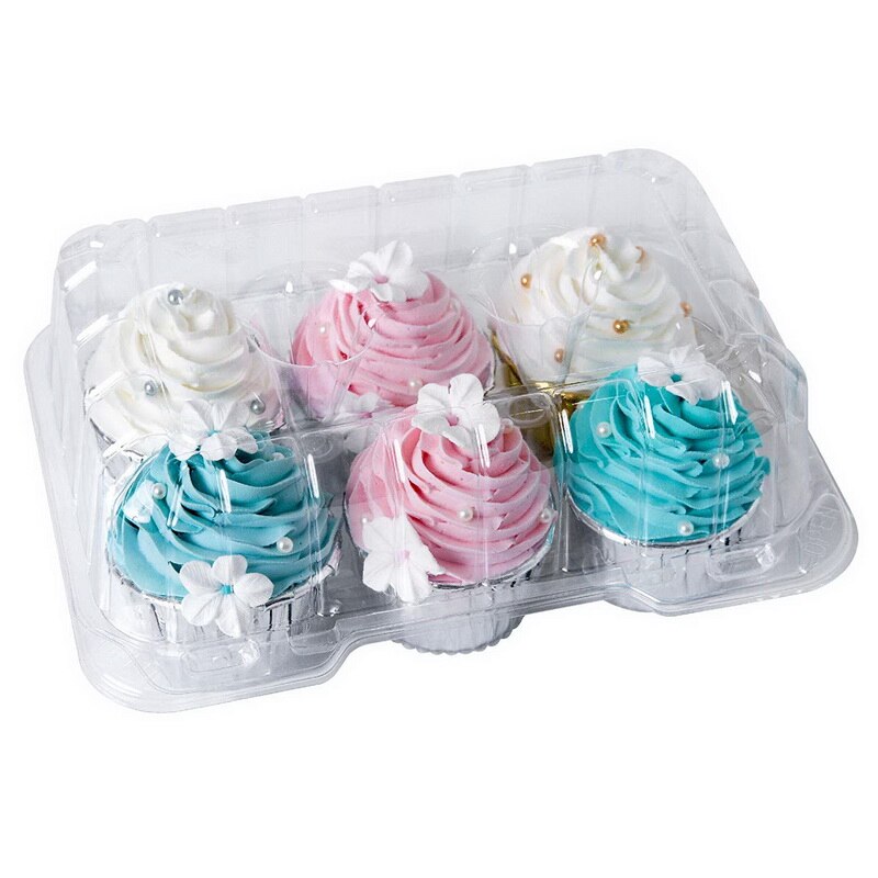 Klare cupcake containere kasser 6 holder muffin kopper med 4 "højt sikkert miljøvenligt materiale