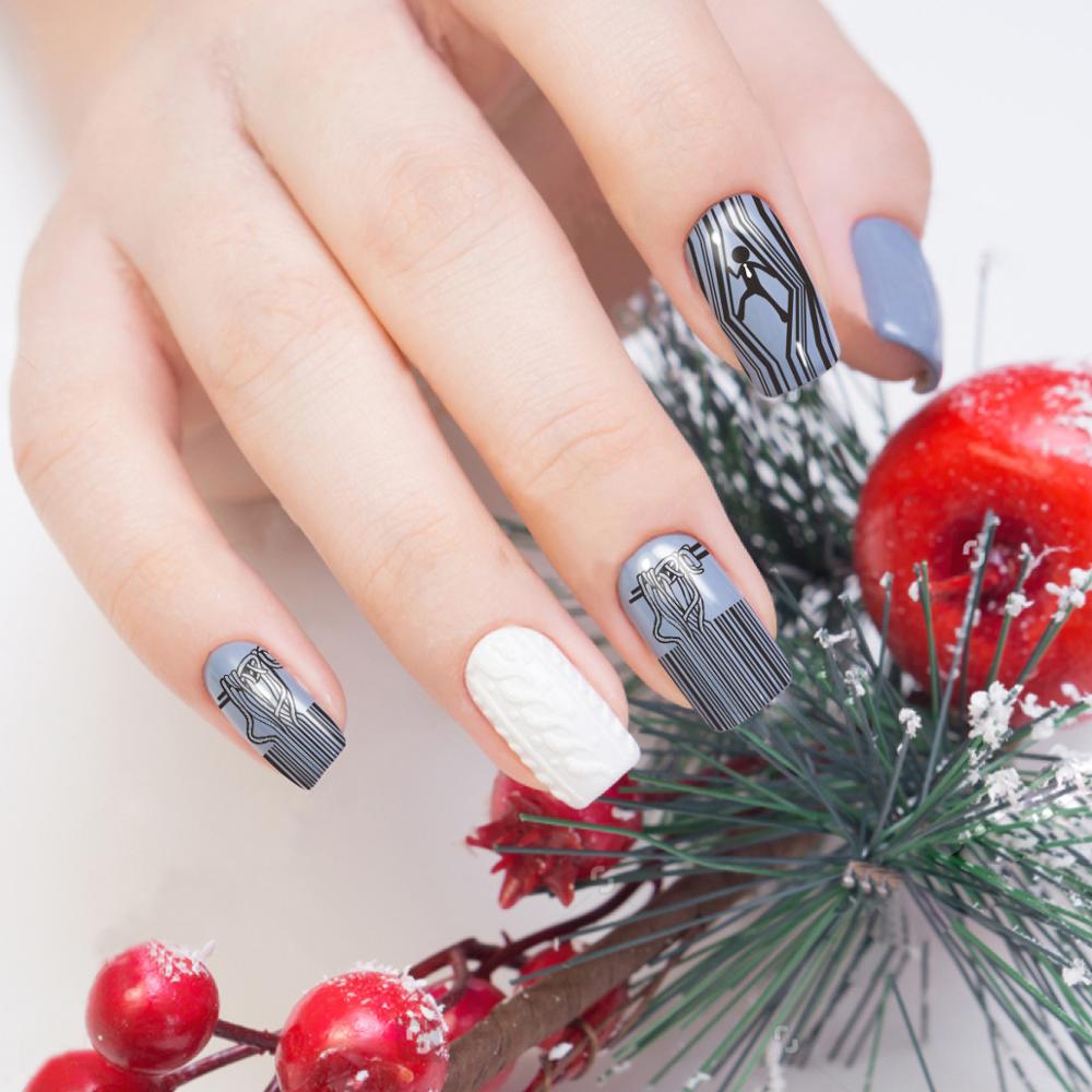 Plantillas para estampación de uñas BeautyBigBang, plantillas para estampado a rayas con código de barras, plantillas para imágenes de árbol de cebra, plantilla rectangular para estampación de uñas BBB 033