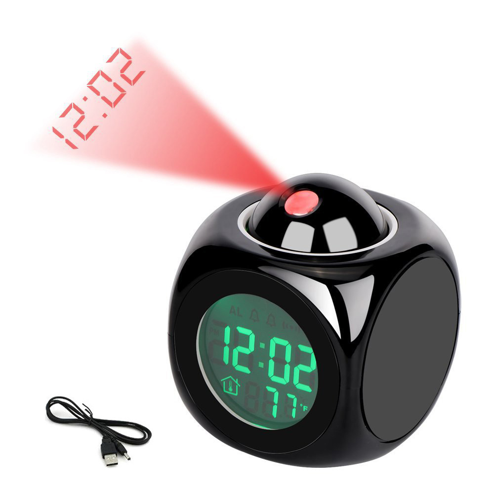 LED Alarm Clock Temperature Thermometer Desk Time Date Led Display Projector Calendar Digital Electronic Table Clock Weather: Projection Type 5