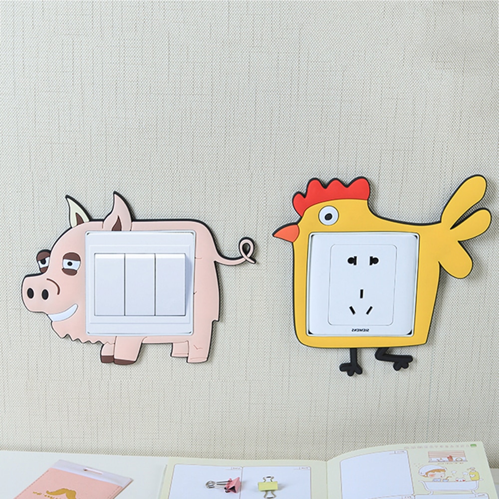 Waterproof Luminous Silicone Power Plug Stickers Home Decoration Cartoon Switch Wall Stickers Room Decor accessories