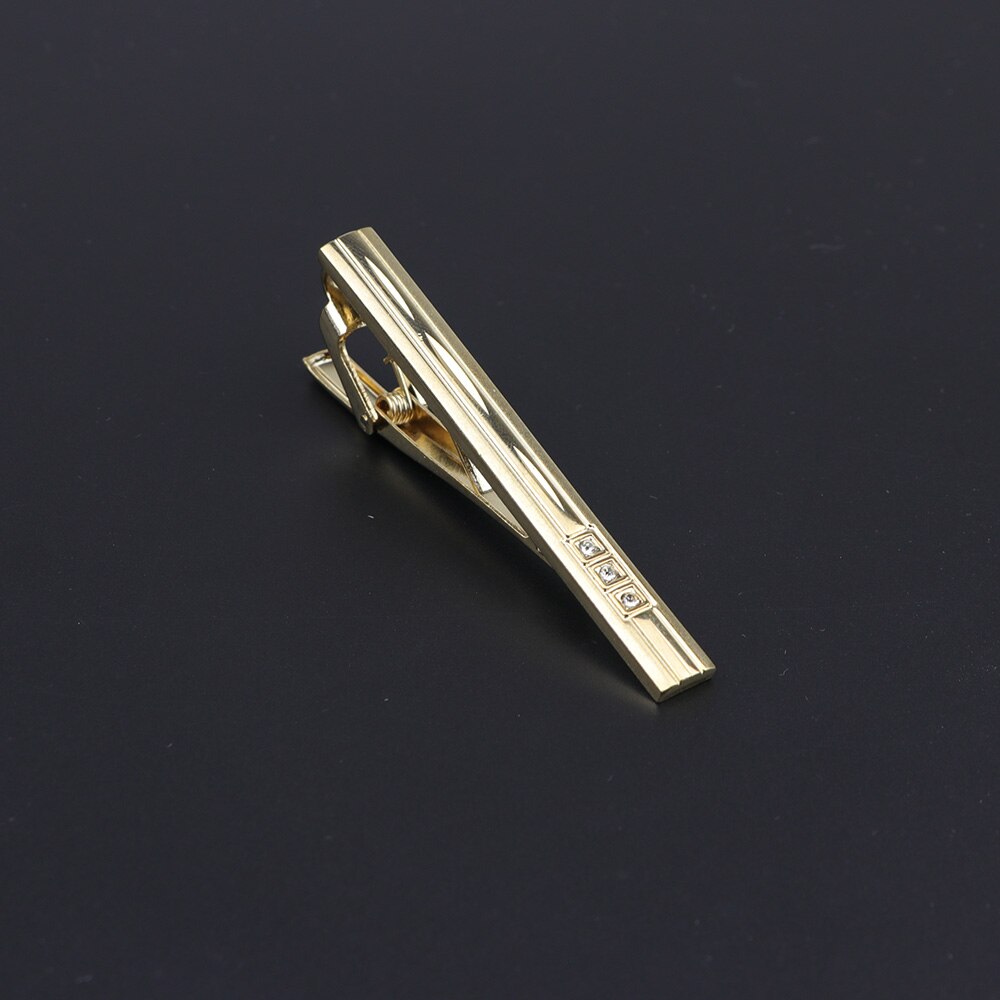 Slips klip klassisk trendy mænd guld krystal juvel metal mandlig business banket bar slips clips lås tilbehør: 19