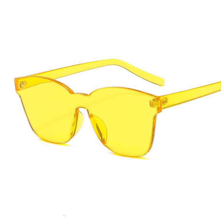 Vierkante zonnebril zonder montuur voor dames, luxe merkbrillen, snoepkleurige spiegel oculos de sol: Geel