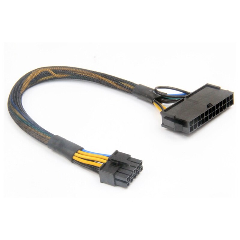 Adaptateur d&#39;alimentation principal ATX PSU 24 broches à 10 broches, câble tressé pour IBM pour Lenovo PC et serveurs 12 pouces (30cm)