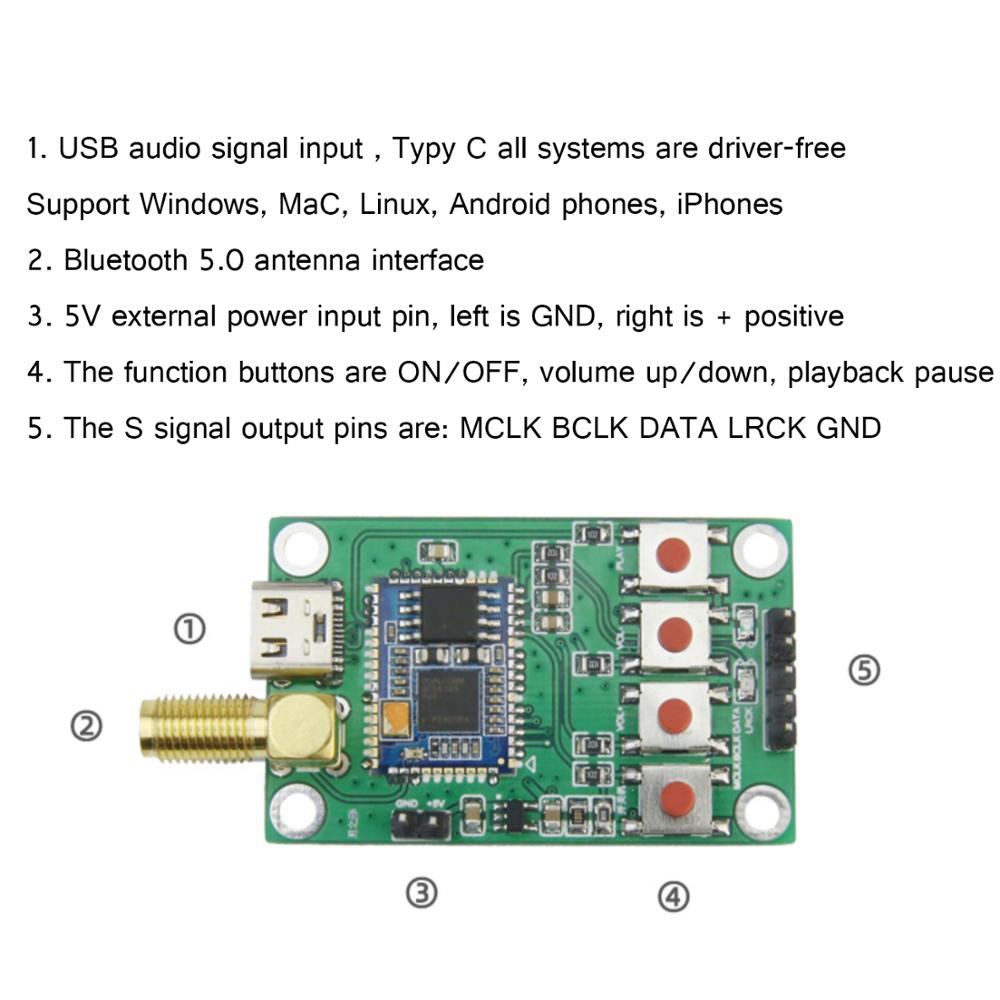 QCC5125 Lossless LDAC Bluetooth 5.0 Audio Board Upgrade CSR8675 APTX Adaptive/APTXLL/APTXHD 24BIT 96K