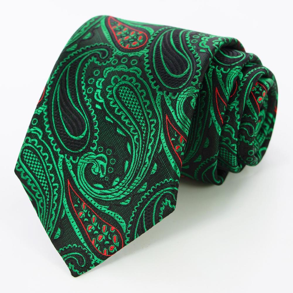 KAMBERFT Silk Mens Ties 8cm Floral Paisley Jacquare Woven Ties For Men Cravata Business Wedding Accessories