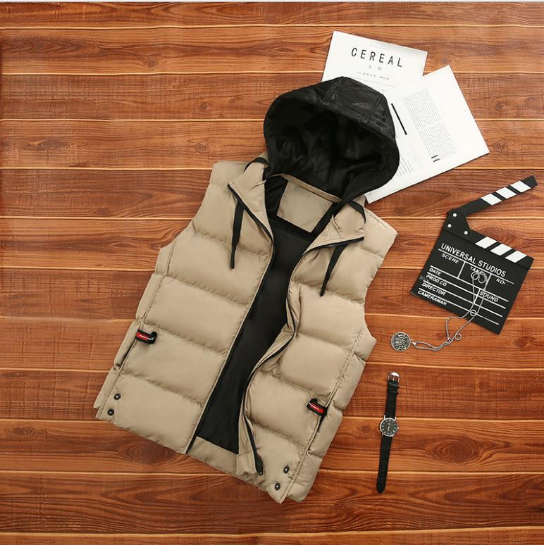 Newest Autumn Spring Men'S Large Size Cotton Waistcoats Hooded Casual Sleeveless Jackets Detachable Hood Male Waistcoats J3192