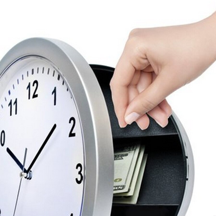 Round clock safety box safe hidden safety box clock hanging wall clock safe with a food grade smell proof bag
