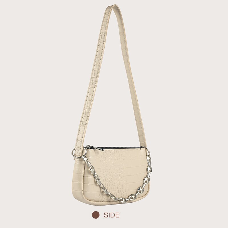 Bolso pequeño de piel sintética con estampado de cocodrilo para mujer, bandolera de cuero sintético, con cadena de , de lujo, para viaje,