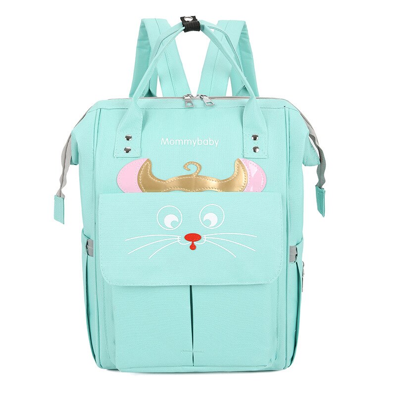 Grand sac à dos d'allaitement réglable grande capacité-Style travail sac de maman dessin animé sac de mère sac à couches multifonctionnel: Sky Blue Cat