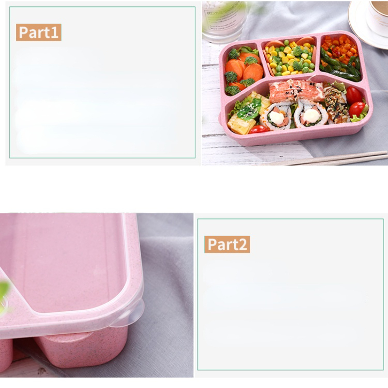 Hvede halm bento boks japansk madpakke elev madpakke arbejde bærbar mikrobølgeovn firkantet gitter fastfood boks