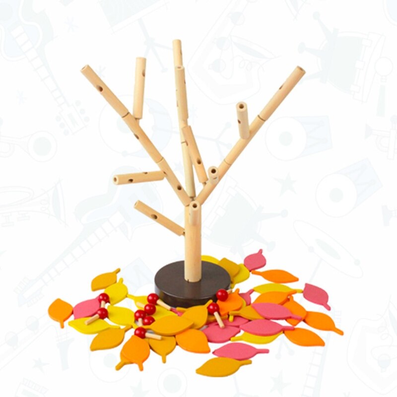 77HD Brain Game Wooden Blocks Toy Inserting Leaves Educational Play Preschool Table Toy Best