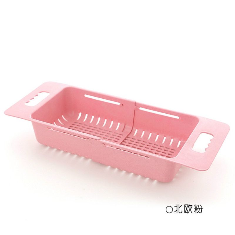 Intrekbare wastafel, afvoer rack, opslag rack, keuken, plastic kom, eetstokjes rack, huishoudelijke groente opbergrek, kom rack: Pink