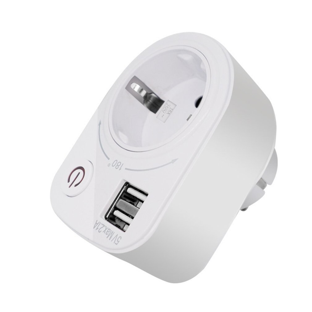 5V 2.1A Elektrische Dual Usb Charger Adapter Eu Plug Intelligente Plug-In Stopcontact Opladen Schakelaar Outlet home Reizen