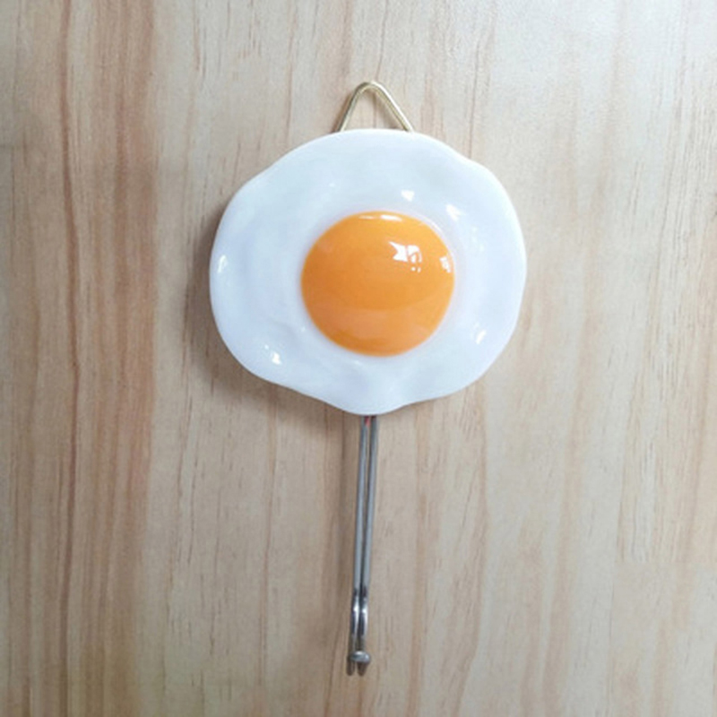 Gancho de cocina bonito de resina con forma de huevo, gancho con adhesivo fuerte, llavero para pared, puerta de pared, percha para sombrero de abrigo, accesorios de cocina y baño: 07